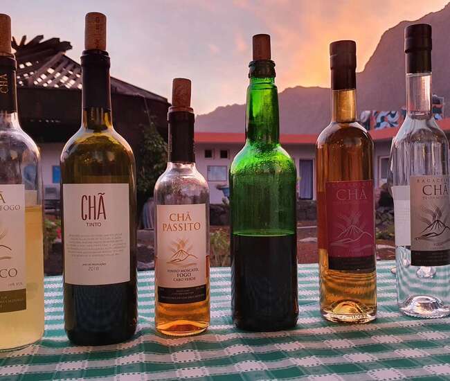 Diverse Flaschen lokaler Fogo-Wein