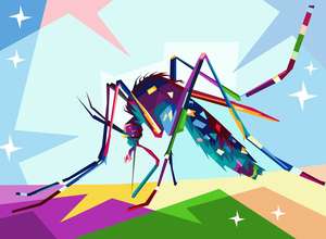 Bunter Moskito im PopArt-Stil gezeichnet